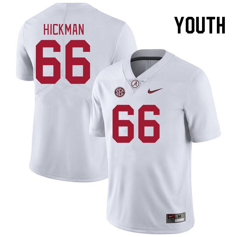 Youth #66 Baker Hickman Alabama Crimson Tide College Footabll Jerseys Stitched Sale-White